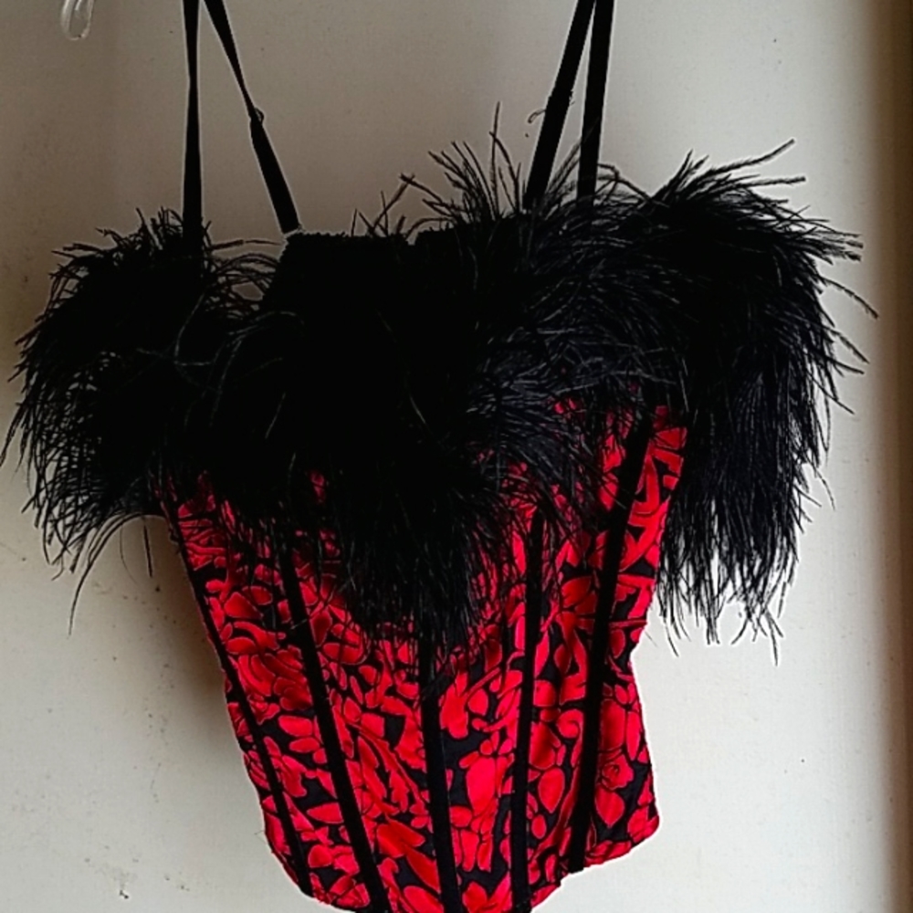 Red & black unboned corset
